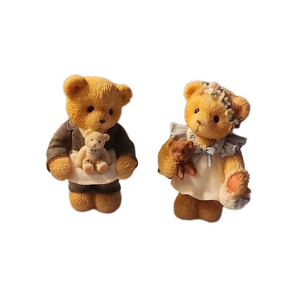 1998 Enesco CHERISHED TEDDIES Flower Girl and Ring Bearer Wedding Bears 2 1/2" - Picture 3 of 7